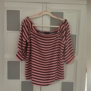 Banana Republic Black and Pink Striped Top